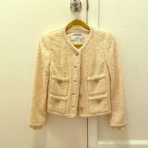Vintage Chanel White Tweed Jacket W 